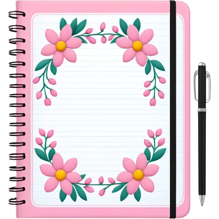 An composition notebook cover with a cute floral pink pattern emoji