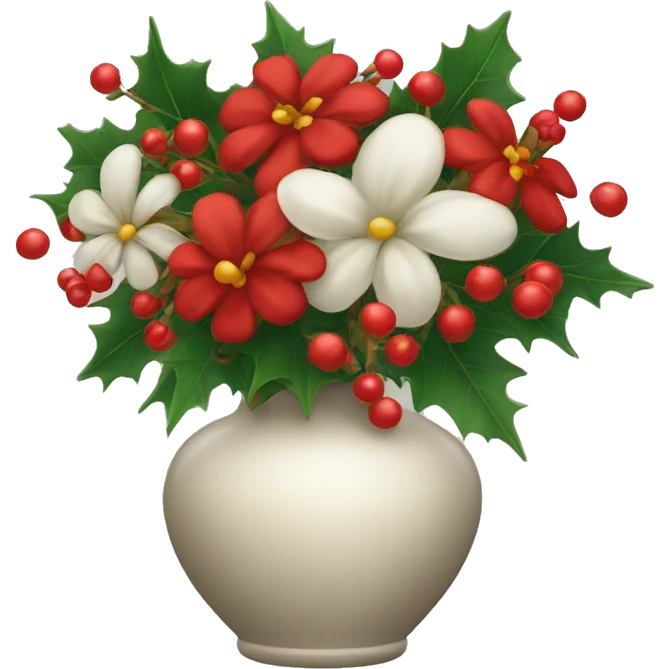 Christmas vase with flowers emoji