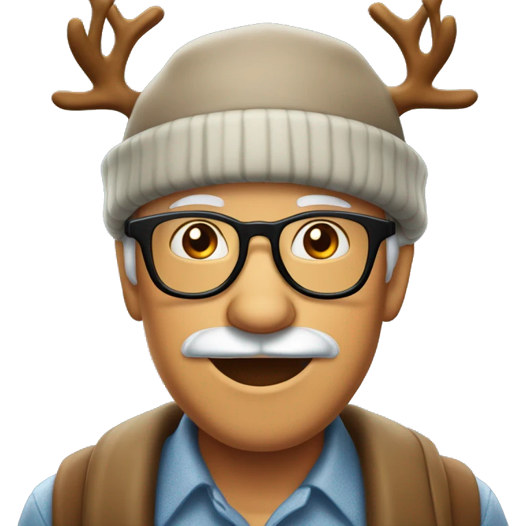 60 years man who wears glasses and a Rudolf’s the reindeer hat emoji