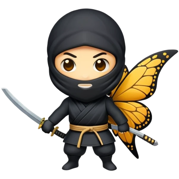 Crea un emoji para usar en WhatsApp con estos dos emoji 🥷🏻🦋. emoji