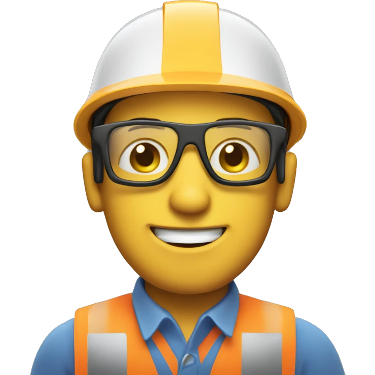 smiling man with safety helmet and glases emoji