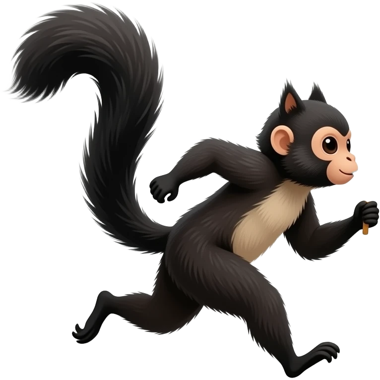 ouistiti  noir qui fait des bulles en courant vite emoji
