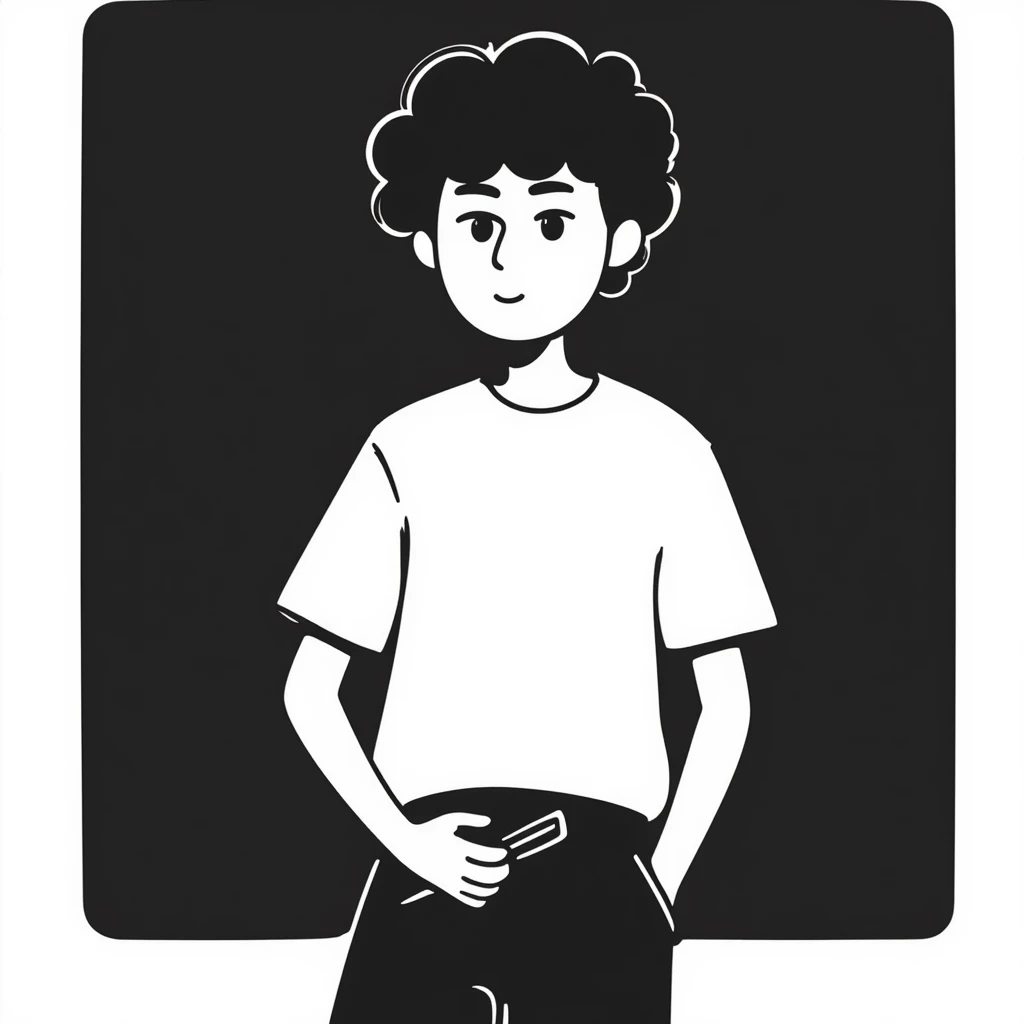 Wasian guy with black curly hair, inspired by Conan Gray emoji