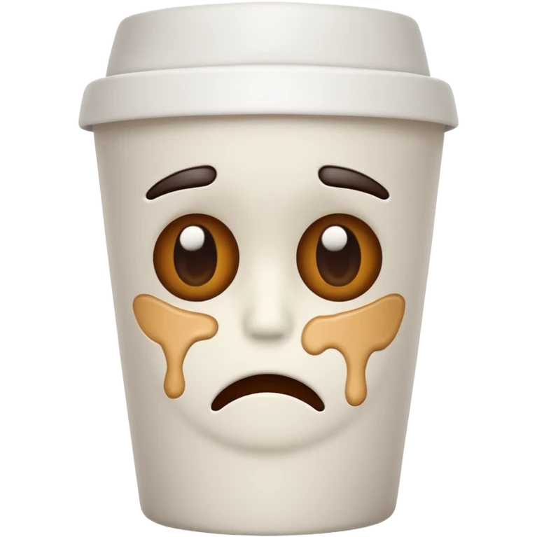 Create an emoji of a coffee cup ☕ with dark circles under its eyes, looking more tired than the drinker. emoji