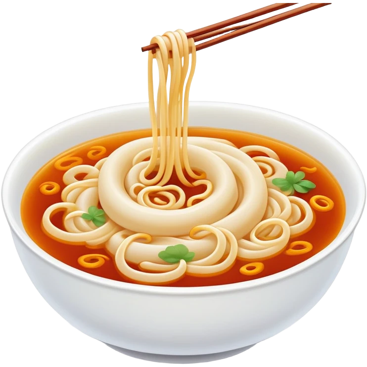 Chengdu sweet water noodles with sweet sauce, simplified emoji style with bold outlines and bright colors, cartoon style Tianshui Mian dessert-like noodle emoji
