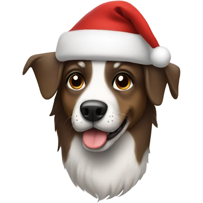 Dog wearing a Santa hat emoji