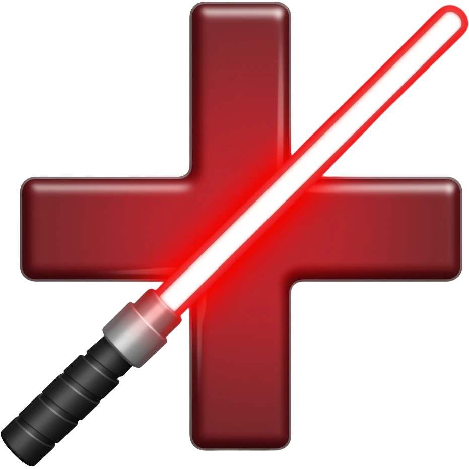 diagonal red cross symbol holding a lightsaber emoji