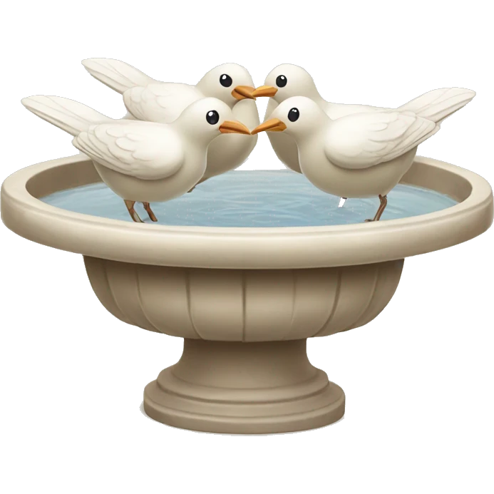 Vintage beige bird bath with white birds emoji