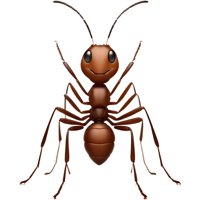 Cinematic Industrious Ant Portrait Emoji, Poised and diligent, with a tiny, meticulously detailed body in earthy tones, sharp, observant eyes and agile limbs, Simplified yet precise and sophisticated features, highly detailed, glowing with a soft, natural luminescence, high shine, intelligent and determined, stylized with an air of hardworking resilience, focused and alert, soft glowing outline, capturing the essence of a watchful ant that appears ready to march out of the screen with effortless precision! emoji