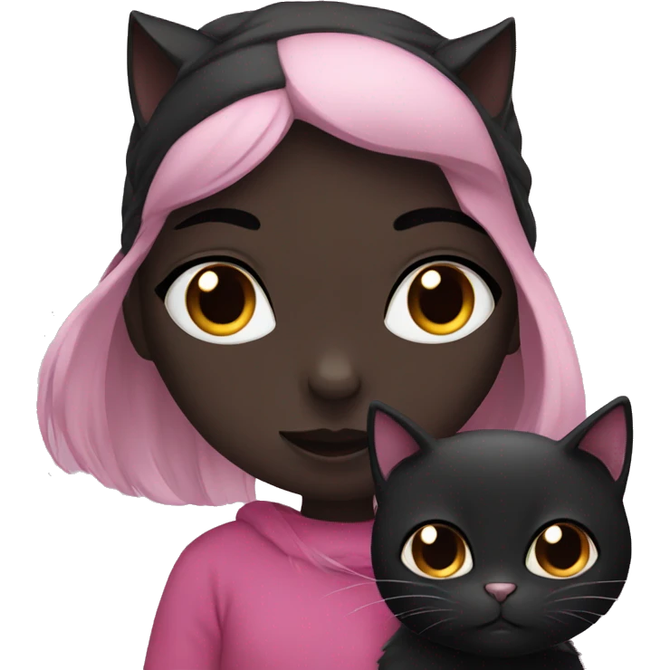black cat with girl emoji