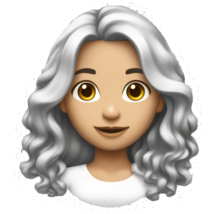 Crea un emoji de una chica de pelo ondulado color negro largo tes blanca  emoji