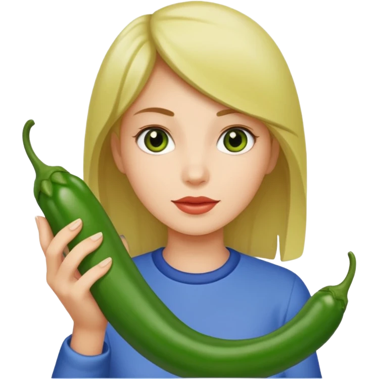 Girl with green chili emoji