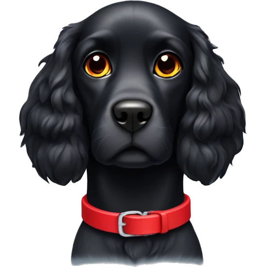 Black spaniel dog with red collar emoji