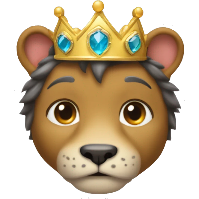 Una leon  rugiendo  ,  con corona de brillo de Reyna  emoji