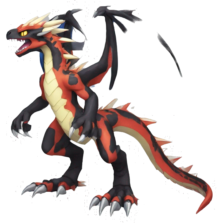  Cool Edgy Digimon-Fakemon-Dragon with edgy markings full body emoji