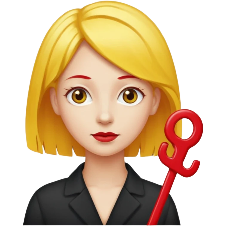 kırmızı toka takan kadın, sarı saçlı emoji