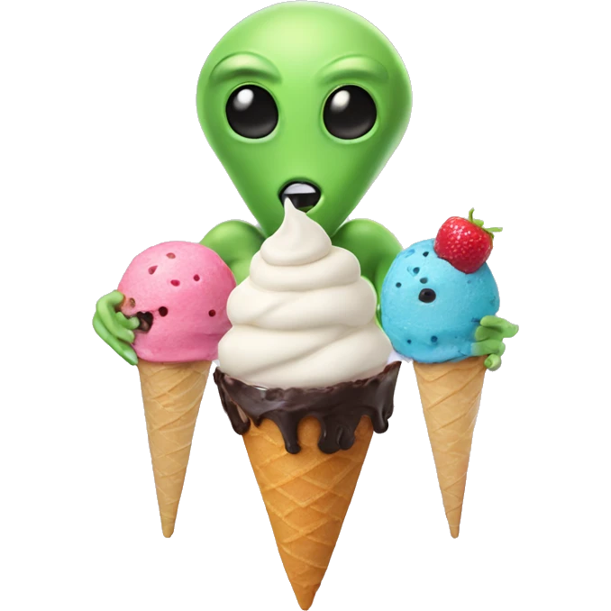 Alien Cake and ice cream emoji