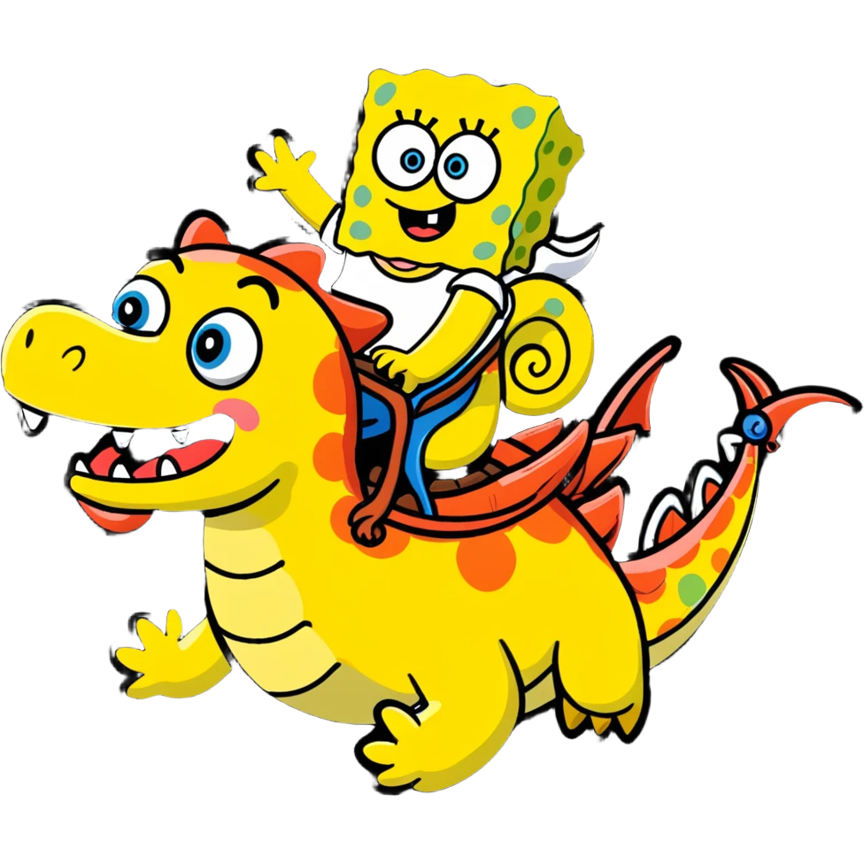 Spongebob riding a dragon emoji
