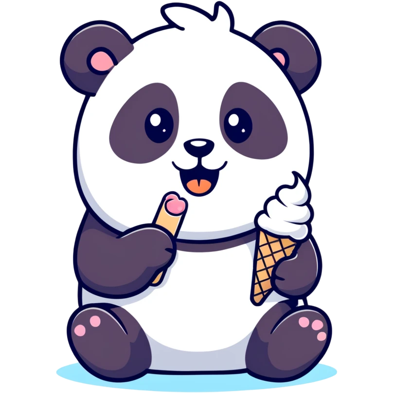 Panda eating ice cream emoji