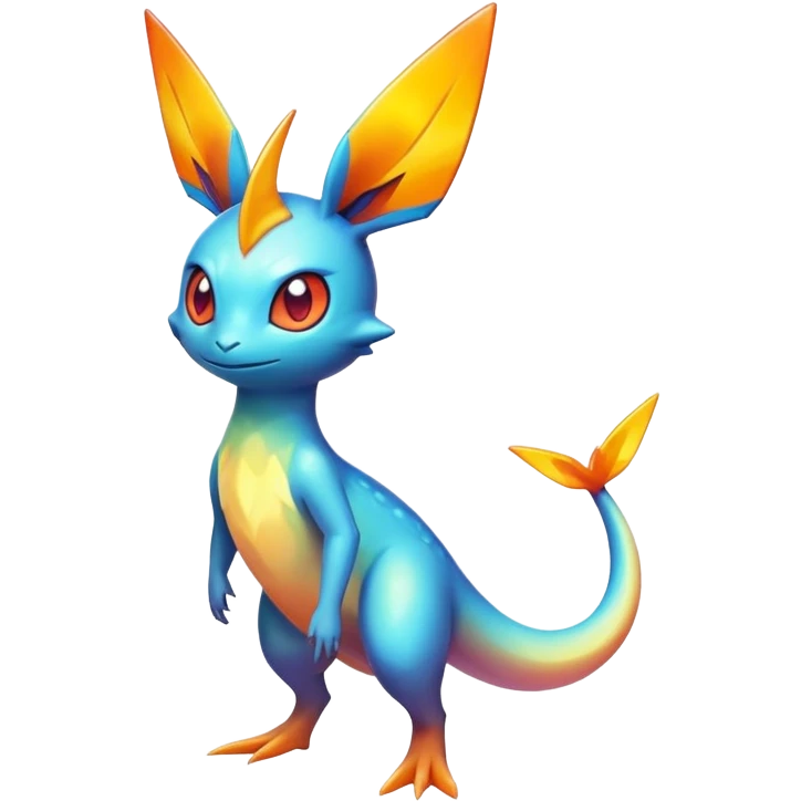 Colorful Shiny Exotic Victini-Salandit-Aurorus-Fakémon-hybrid-creature (full body)  emoji
