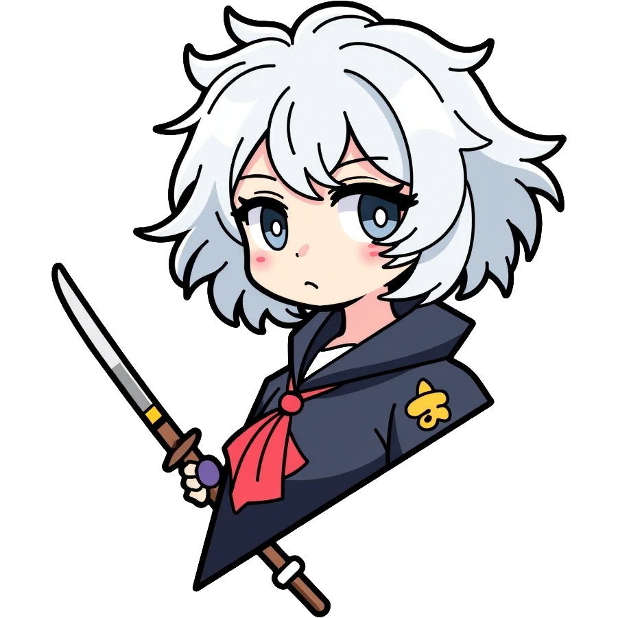 Jett from Valorant, a female character with short white hair, holding kunai knives, wind abilities emoji