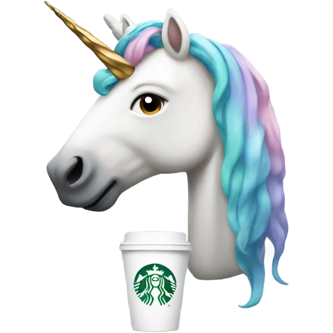 Unicorn with Starbucks emoji