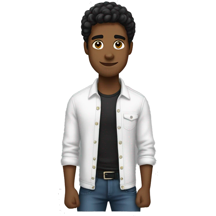 hombre  joven blanco, cabello ondulado negro  emoji