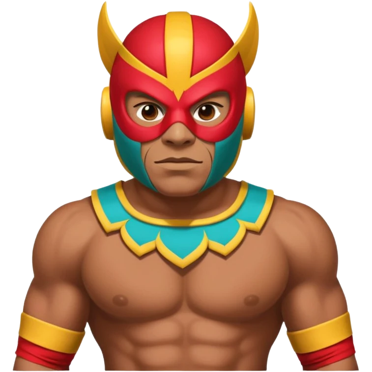 Mexican wrestler portrait, head and shoulders only, colorful luchador mask, muscular collar, confident expression, 3D cartoon, mobile game icon style, clean background, no text, no watermark
 emoji