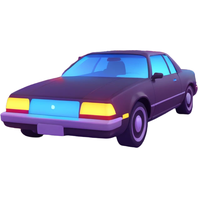 sleek car driving through neon city at night emoji