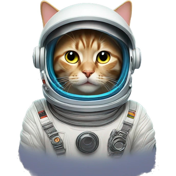 a cat wearing astronaut helmet  fluorescent colors  emoji
