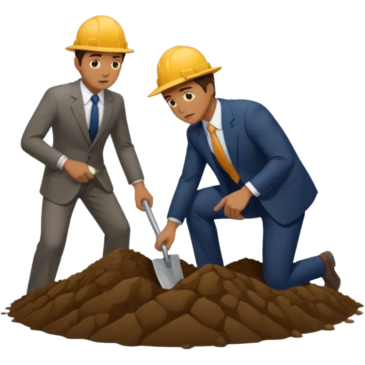 a guy in a suit digging and another suspicious guy trying to prevent him from digging emoji