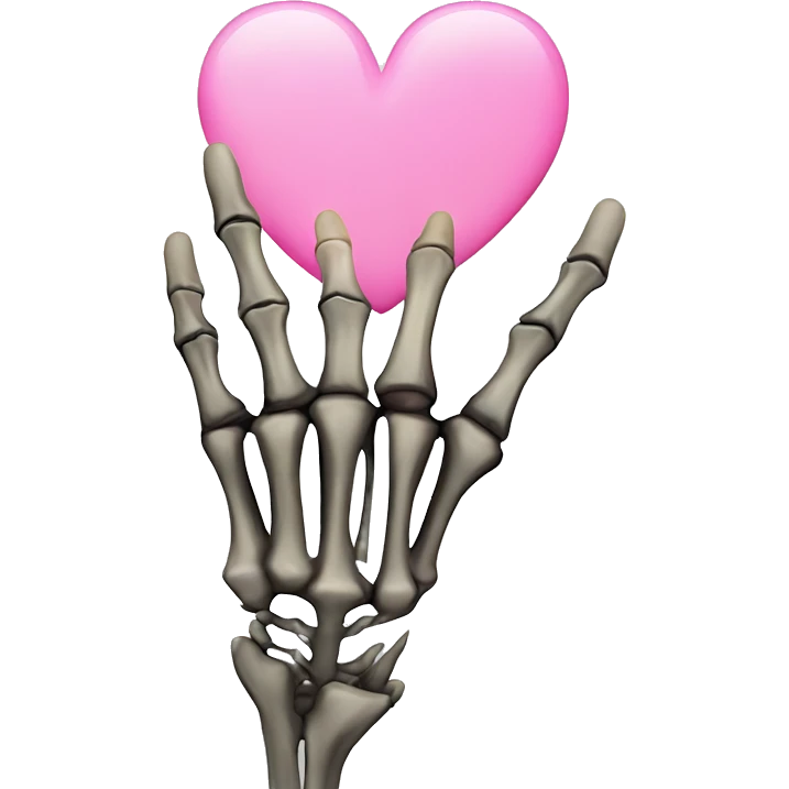 Skeleton hand w middle finger upright w pink heart on middle finger emoji