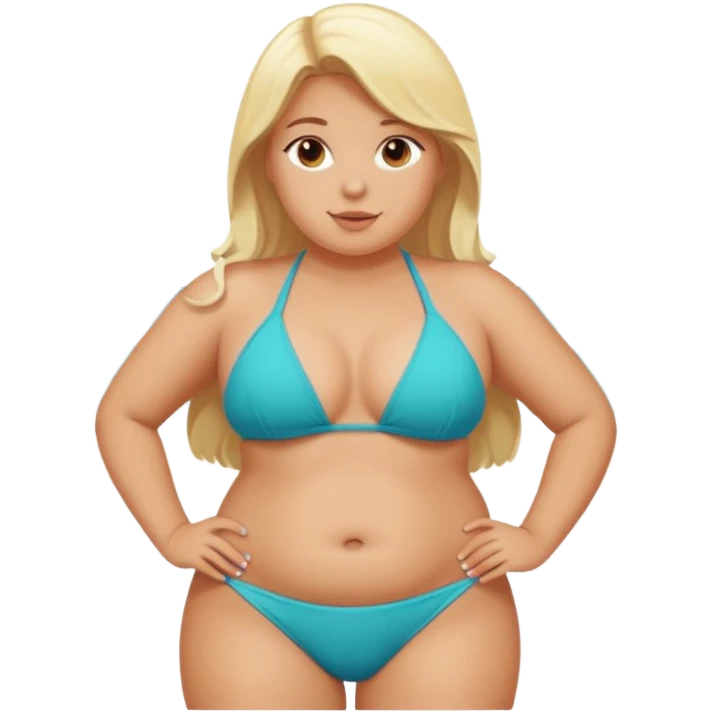 Fat white blonde girl on beach  emoji