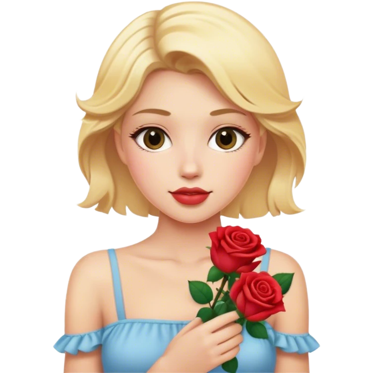 Blonde model with roses  emoji
