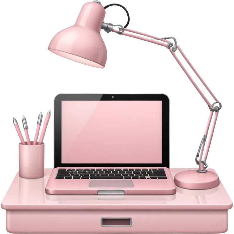 Pale Pink office with Light Pale Pink book and Light Pale Pink Desk lamp and computer for Lease emoji