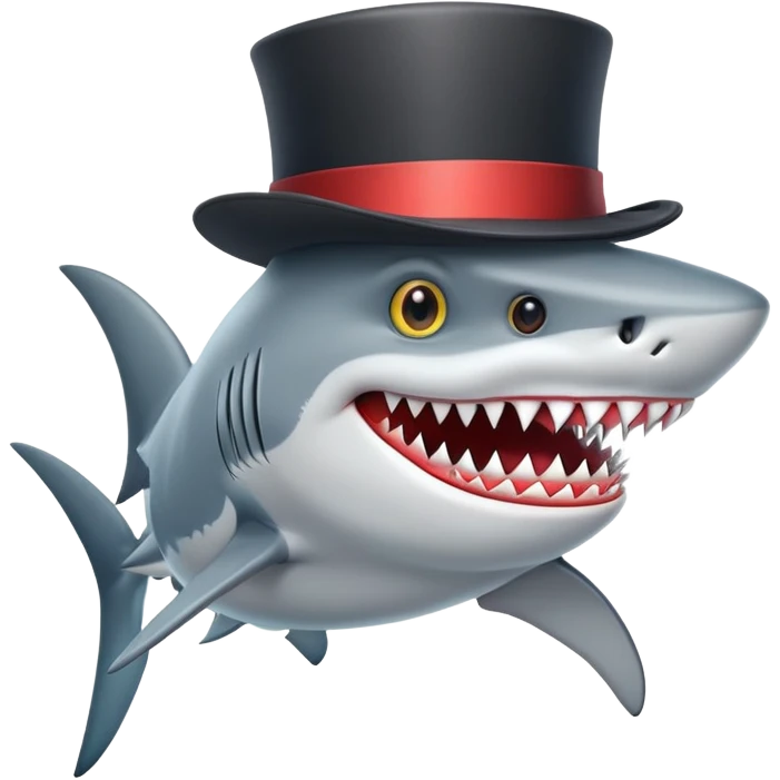 Shark with a top hat emoji