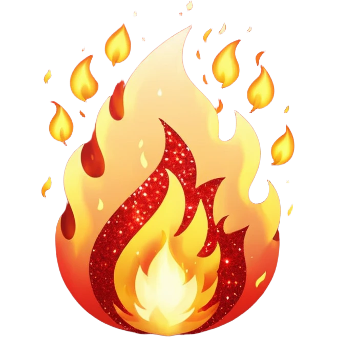 red glitter fire emoji