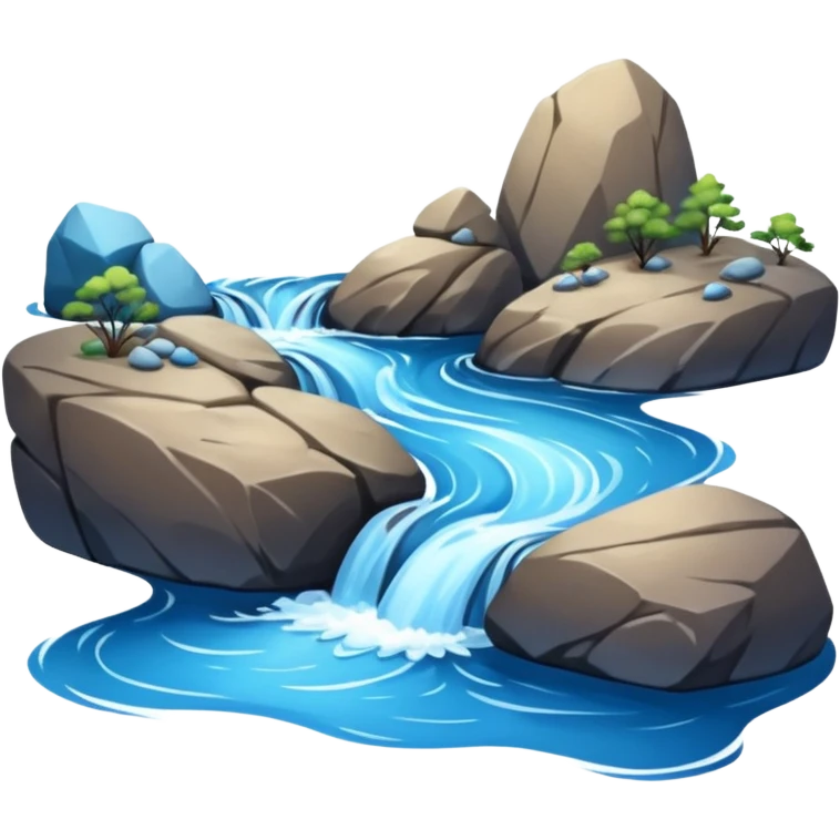 close-up of a wild river between two rocks emoji