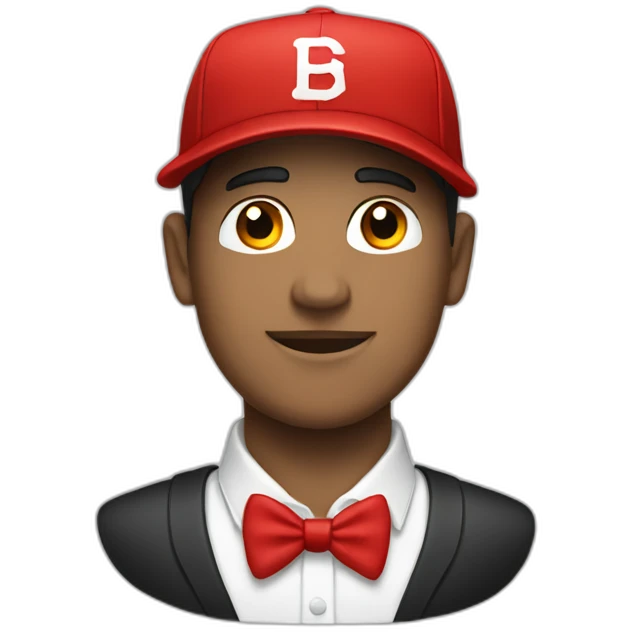 man in black baseball cap, white shirt and red tie emoji