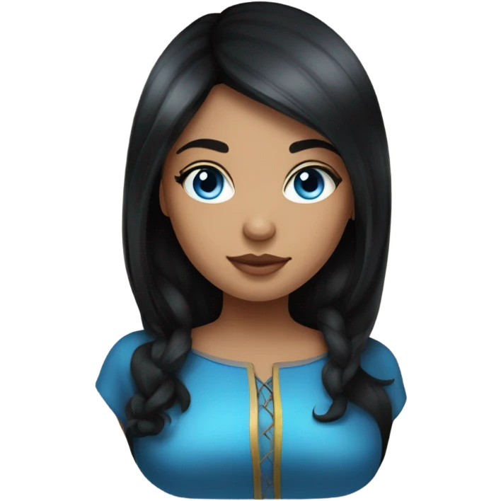 a girl with hourglass figure, black hair and blue eyes emoji