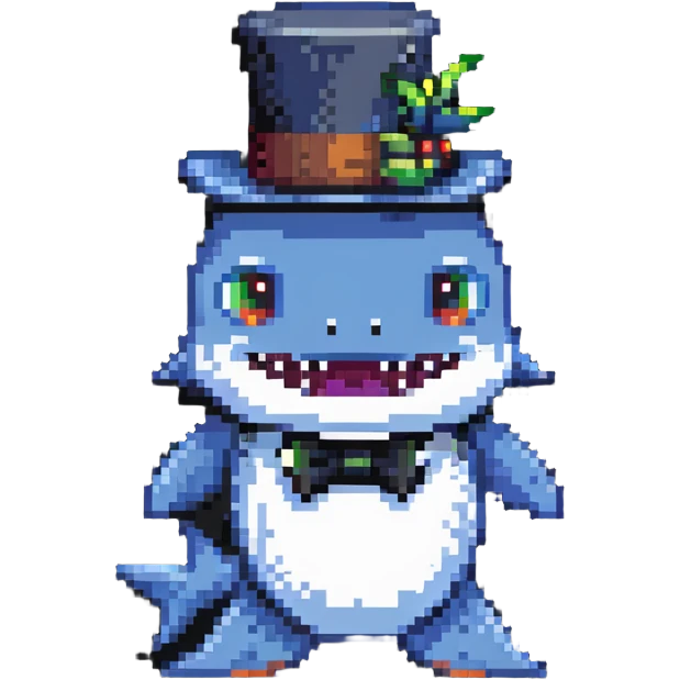 shark wearing a top hat emoji