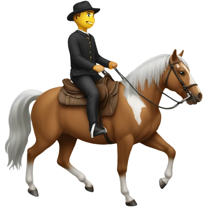 Man riding horse backwards emoji