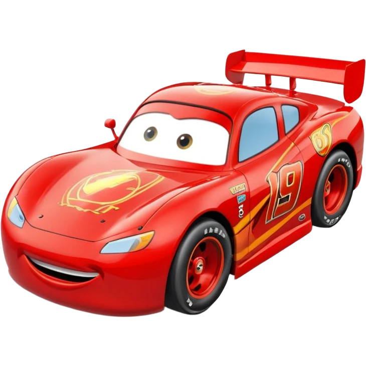 red cartoon race car racing with motion lines, inspired by Lightning McQueen emoji