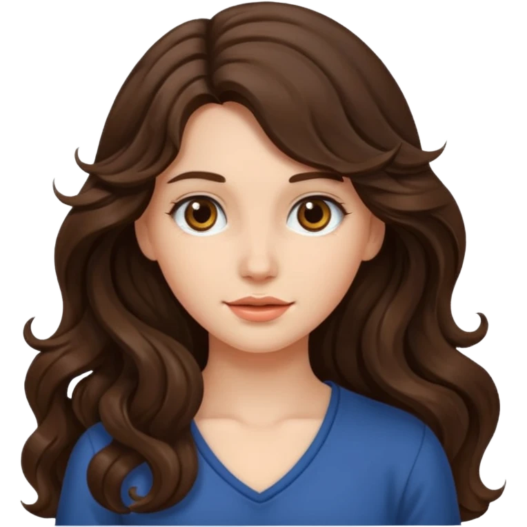 brunette girl with long wavy hair and fair skin  emoji