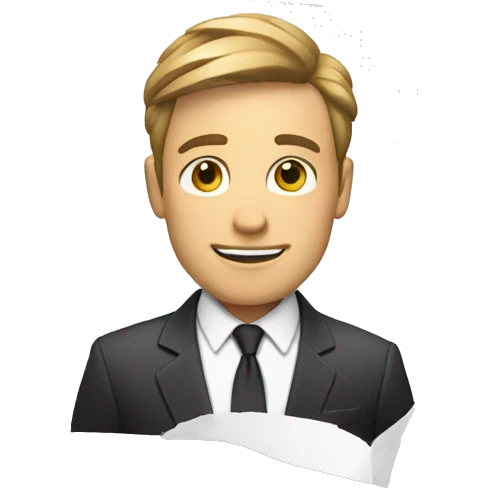 guy in a suit holding a paper emoji