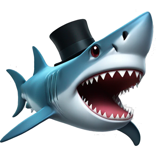 Shark with a top hat emoji