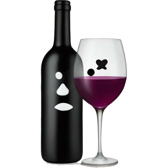 Wine with black kiss on glass emoji