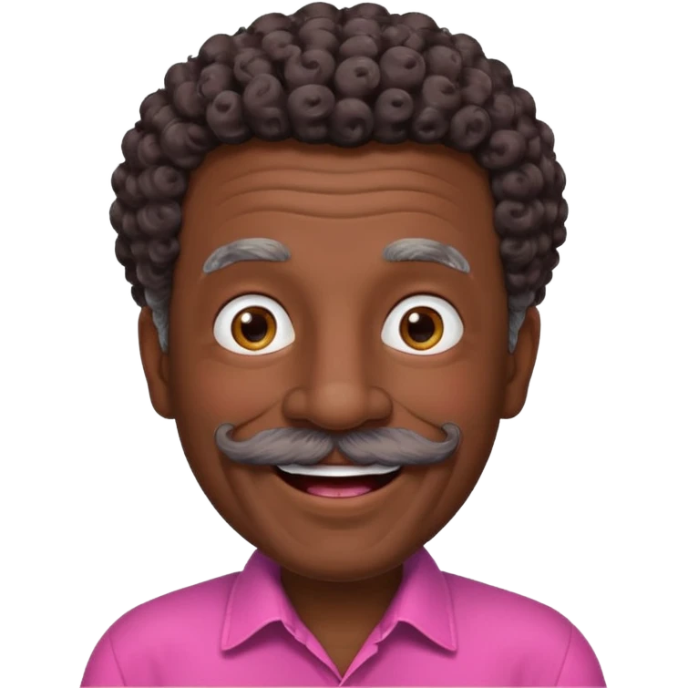 old guy with very curly short dark hair and big  pink mustache emoji