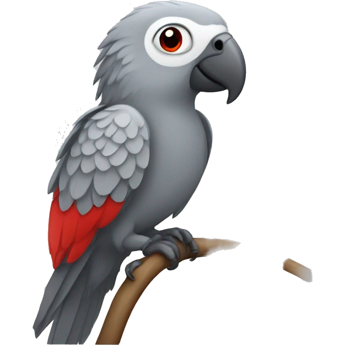 Gray parrot with one red on his ass emoji