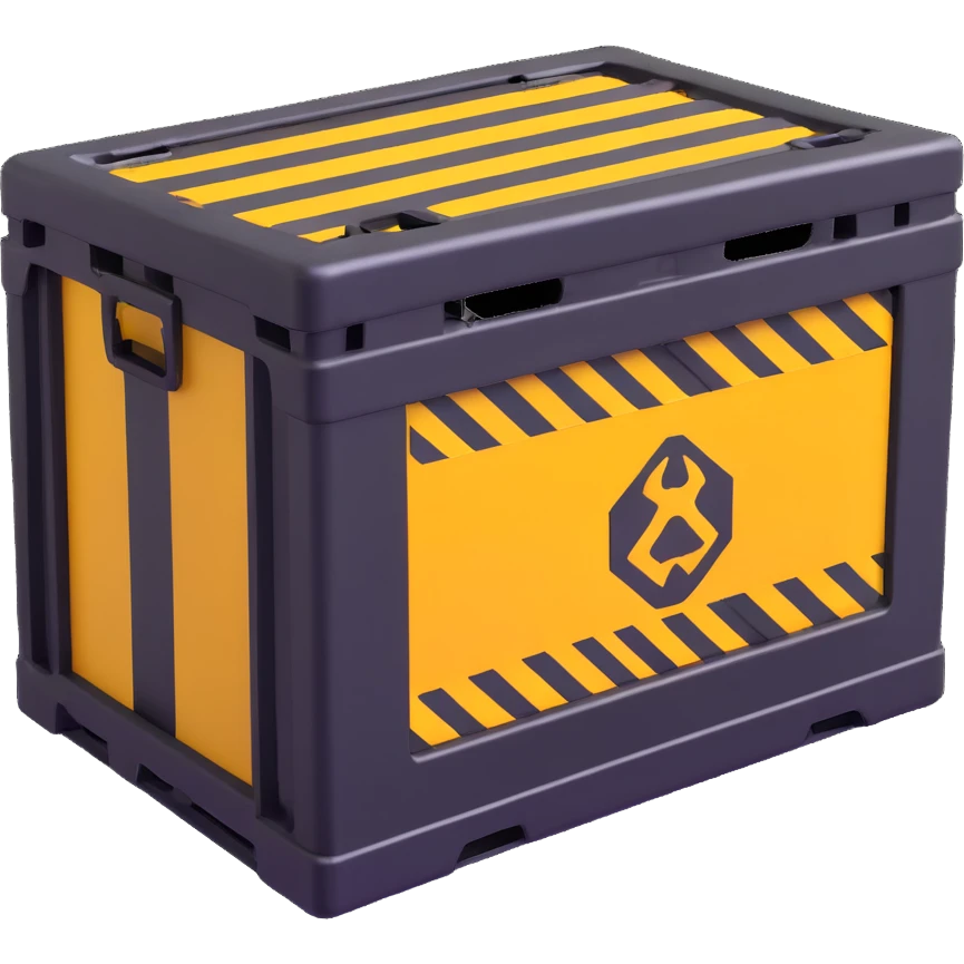 industrial crate, metallic with warning stripes emoji